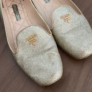 Prada gold flats